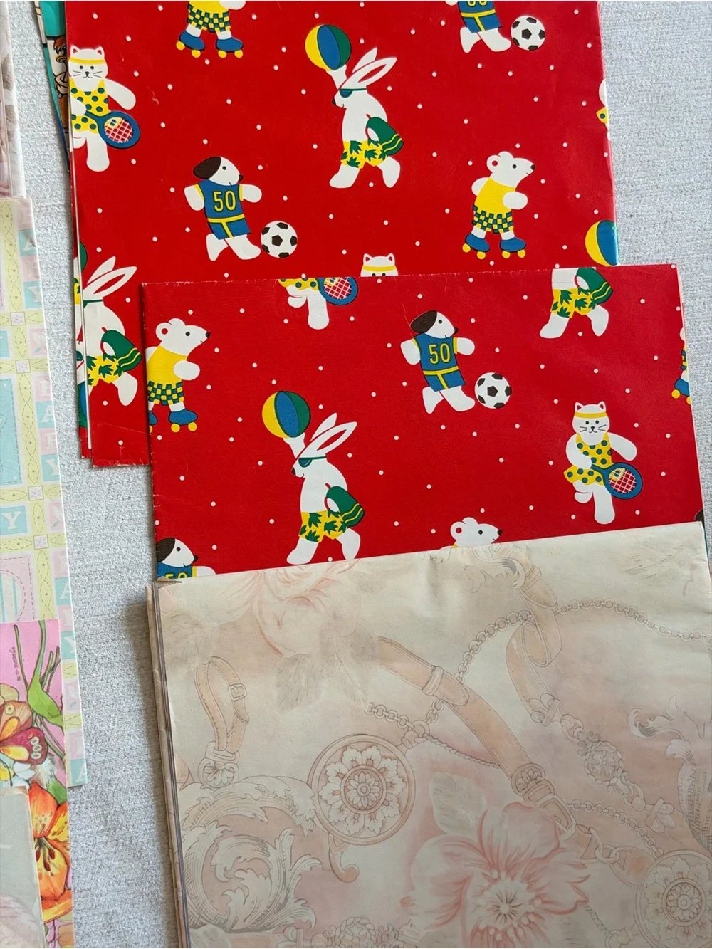 Vintage Multi-Pattern wrapping paper and tissue paper. Assortment. 1980’s